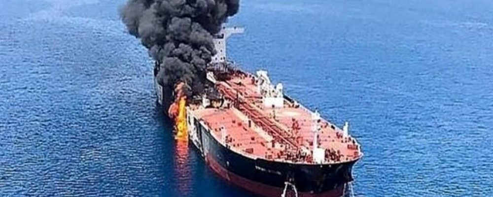 A drone carrying a bomb hit an Israeli oil tanker
