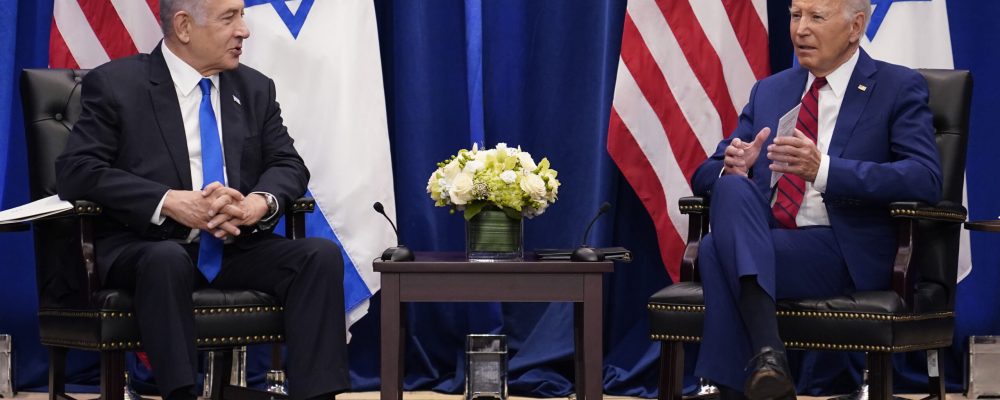 FILE - President Joe Biden meets with Israeli Prime Minister Benjamin Netanyahu in New York, Wednesday, Sept. 20, 2023. (AP Photo/Susan Walsh, File)