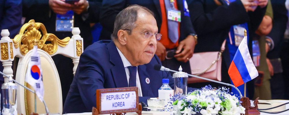 Russian Foreign Minister Sergei Lavrov attends the ASEAN summit held in Phnom Penh, Cambodia, November 13, 2022. Russian Foreign Ministry/Handout via REUTERS ATTENTION EDITORS - THIS IMAGE HAS BEEN SUPPLIED BY A THIRD PARTY. NO RESALES. NO ARCHIVES. MANDATORY CREDIT.