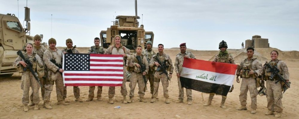 (171127-M-MC999-1056 )

UNDISCLOSED LOCATION, Iraq (Nov. 27, 2017) – U.S. Marines deployed in support of Combined Joint Task Force- Operation Inherent Resolve pose with Iraqi service members in Iraq. CJTF - OIR is the global Coalition to defeat ISIS in Iraq and Syria.  Marines deployed in support of CJTF-OIR advice and assist Iraqi Security Forces as they liberate the country from ISIS. (U.S. Marine Corps photo by Capt. Christian Lopez )