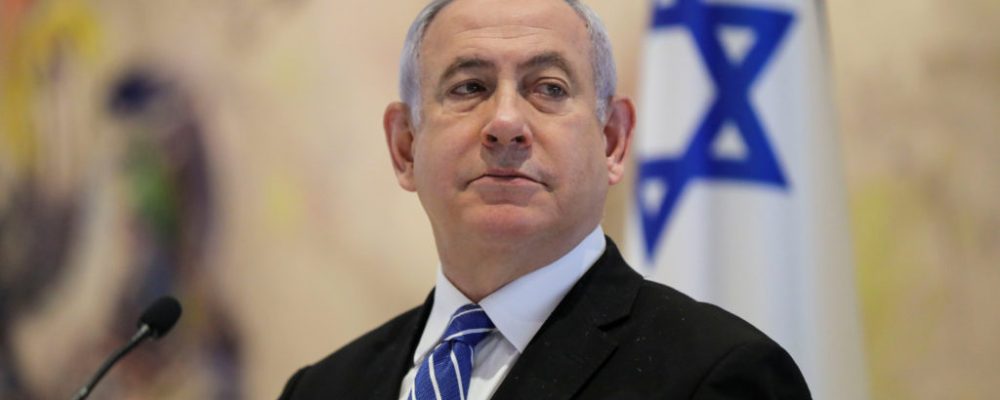 Israeli Prime Minister Benjamin Netanyahu attends the first working cabinet meeting of the new government at the Chagall Hall in the Knesset, the Israeli Parliament in Jerusalem May 24, 2020. Abir Sultan/Pool via REUTERS - RC2XUG9OJ00Y