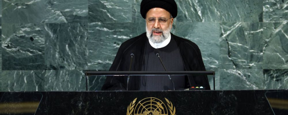 NEW YORK, NEW YORK - SEPTEMBER 21: Iranian President Ebrahim Raisi delivers remarks at the 77th session of the United Nations General Assembly (UNGA) at U.N. headquarters on September 21, 2022 in New York City. After two years of holding the session virtually or in a hybrid format, 157 heads of state and representatives of government are expected to attend the General Assembly in person. (Photo by Anna Moneymaker/Getty Images)